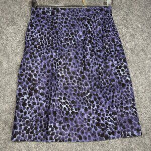 Mondi Skirt Womens XS Purple Animal Print Pencil Back Zip Lined Vent